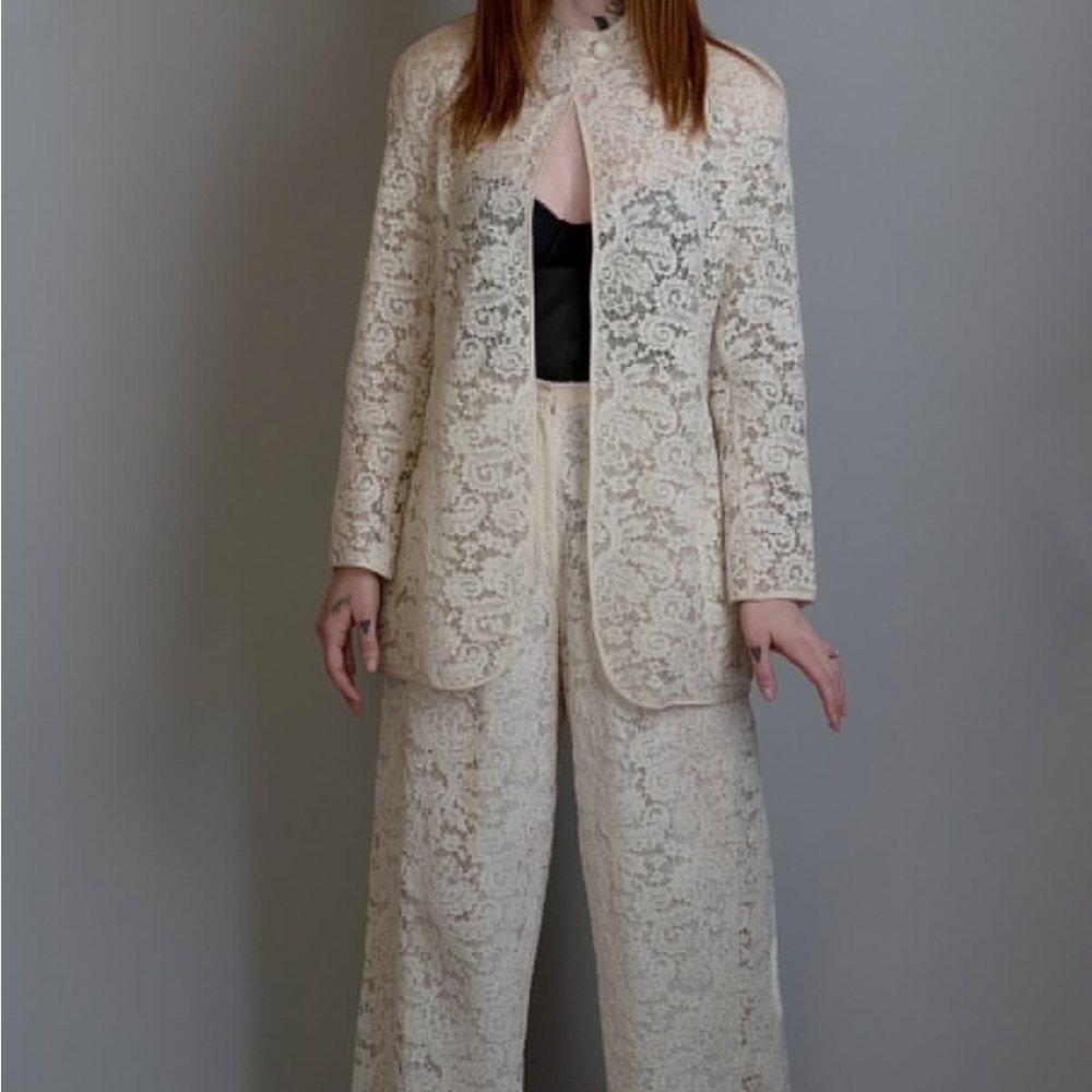Giorgio Armani Cream Lace Women's Pantsuit